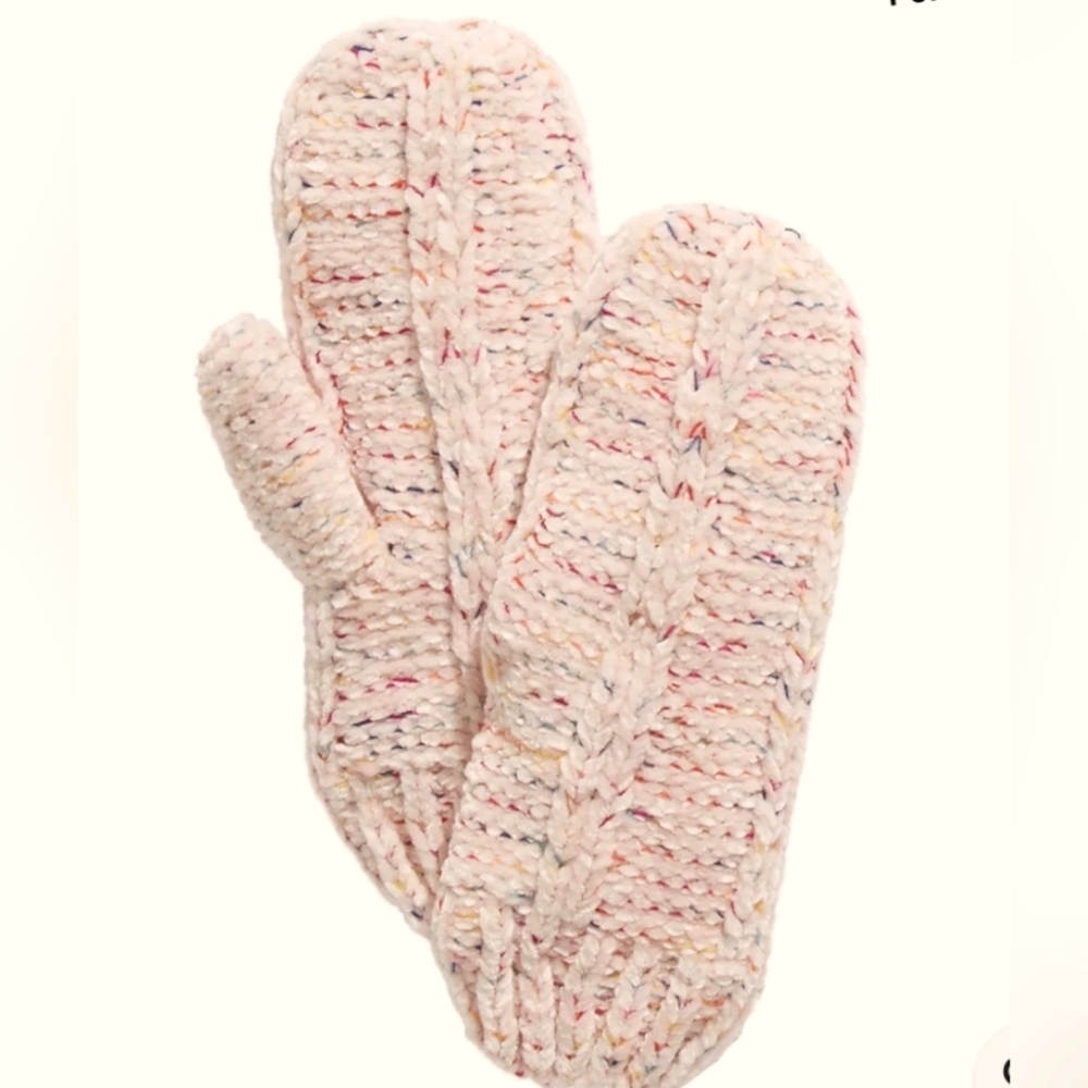 Inc - Space Dye Chenille Mittens - Pink - One size